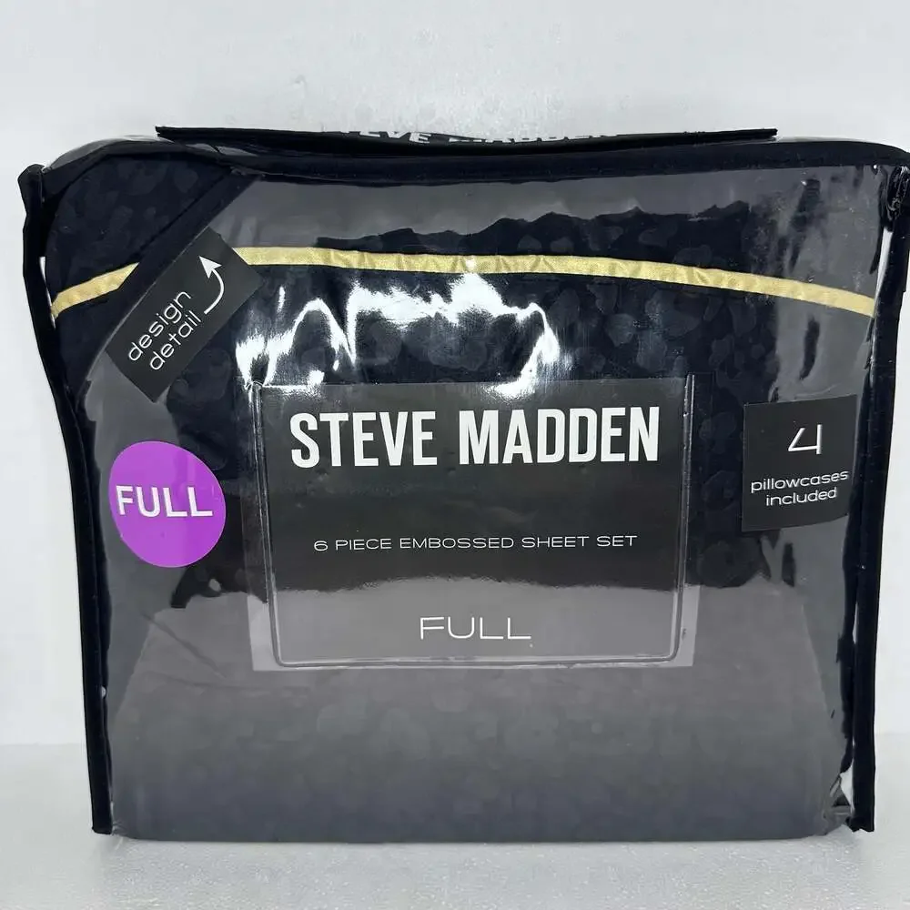 Steve Madden 6 Piece Embossed Sheet Set Full Black